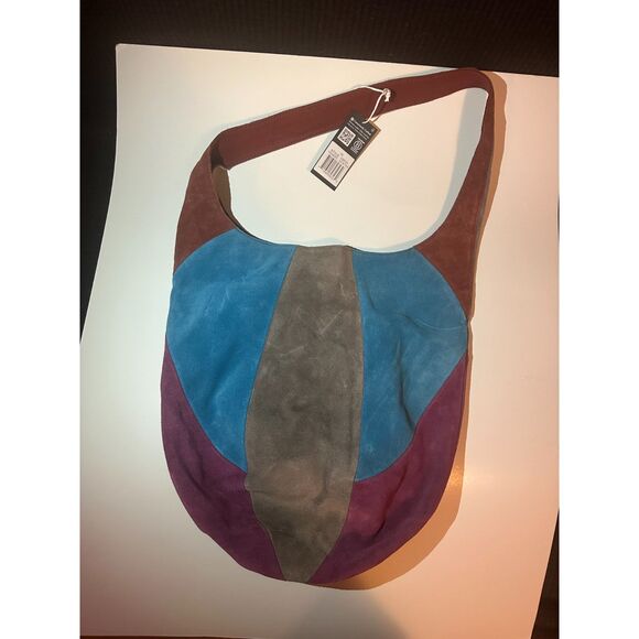 NWT The Sak Multi Color Patchwork Suede Bucket Bag Shoulder Hobo - Picture 5 of 9